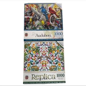 Masterpieces Replica Linen 1000 Piece Puzzle Bundle Lot of 2 - Complete
